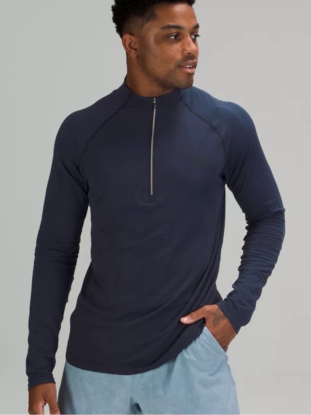 lululemon Metal Vent Tech Half Zip Long Sleeve Shirt Men’s Size L Blue